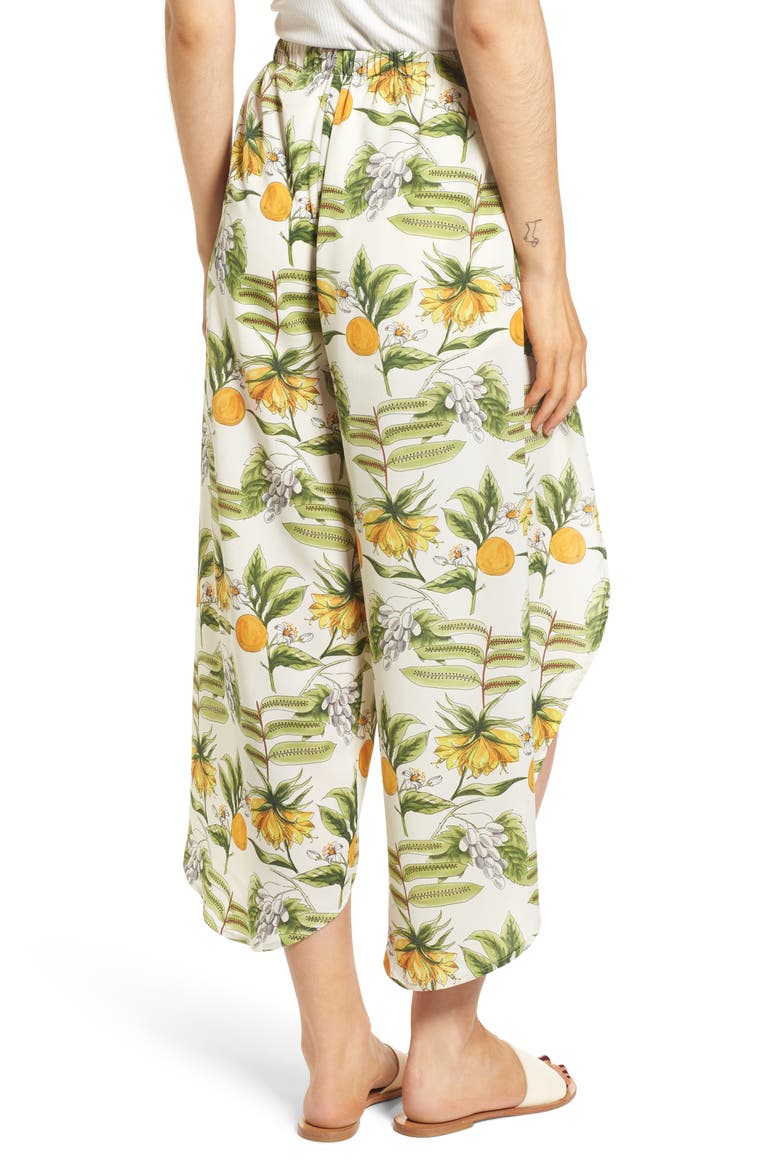 Limonada Citrus Print Split Culottes, Alternate, color, IVORY/ YELLOW