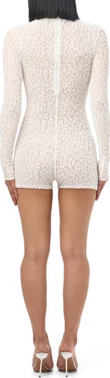 Burnout Mock Neck Long Sleeve Romper