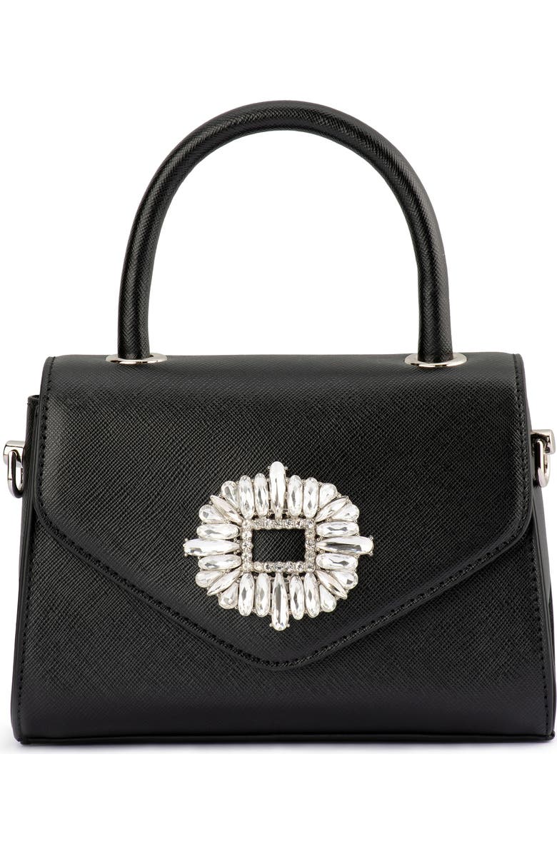 Olga Berg Alejandra Embellished Top Handle Bag, Main, color, Black