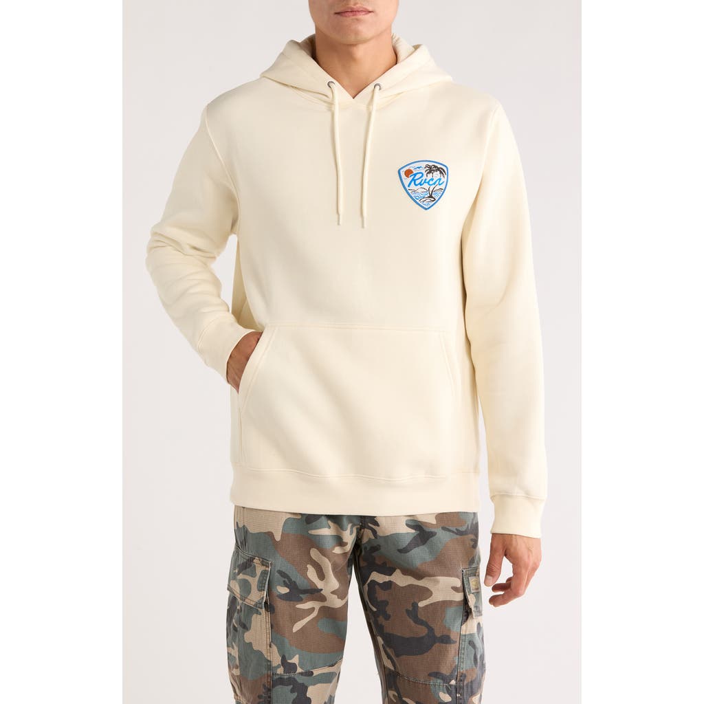 Rvca Current Fleece Pullover Hoodie In White
