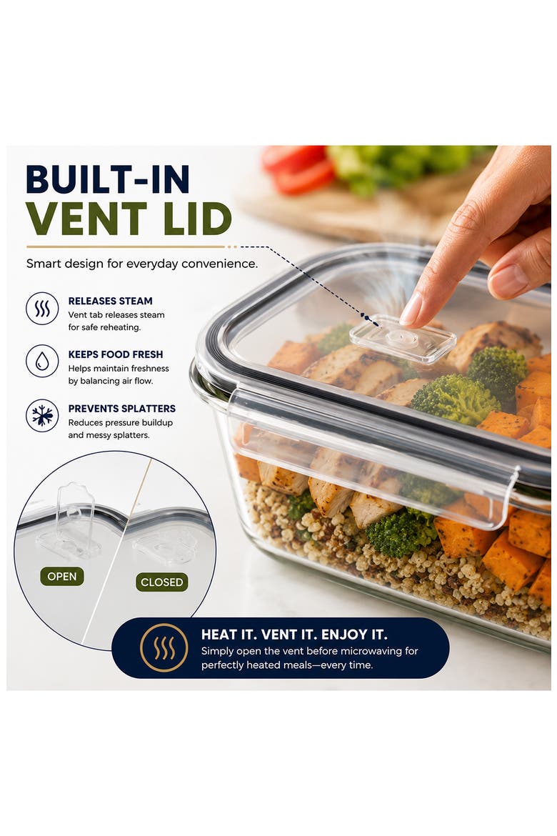 Set of 2 Glass Food Storage Containers, Alternate, color, NO COLOR