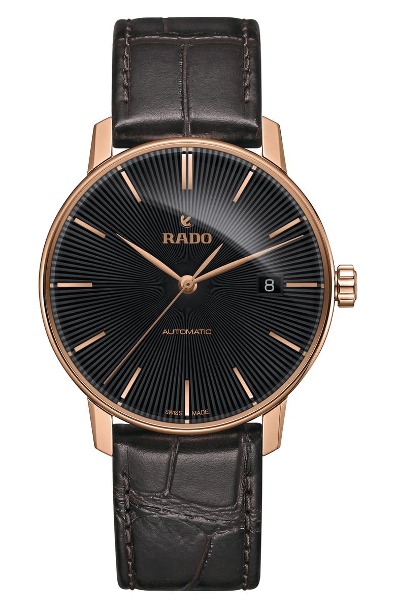 RADO Coupole Classic Automatic Leather Strap Watch, 38mm, Main, color, 