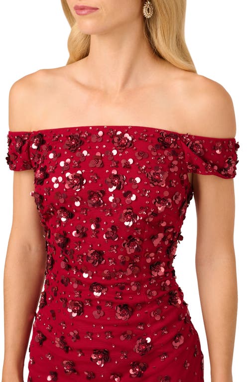 ADRIANNA PAPELL ADRIANNA PAPELL OFF THE SHOULDER BEADED COLUMN GOWN 