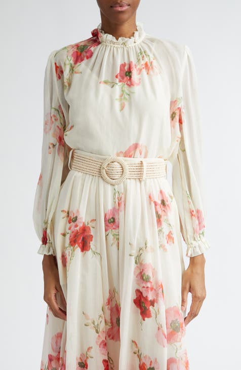 ZIMMERMANN Silk White Embroidered hot Boho Midi Dress 0