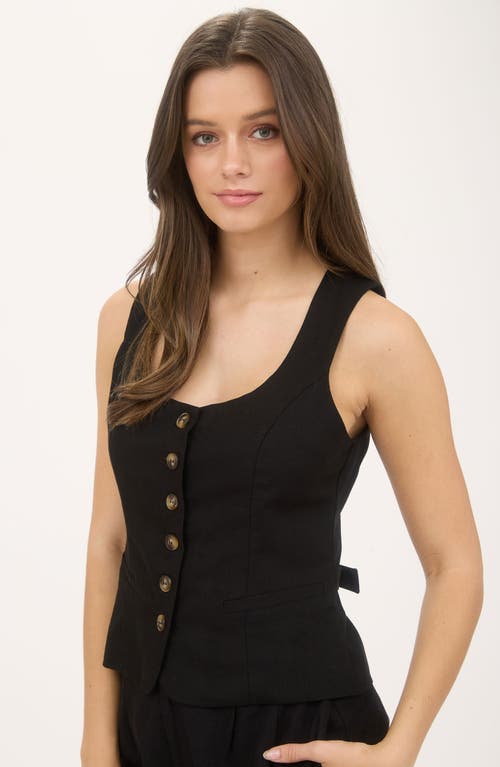Blu Pepper Scoop Neck Button Front Vest In Black