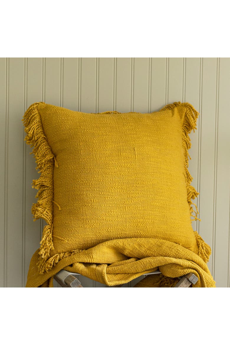 Mustard Handwoven Plaid Cotton Throw Pillow, Alternate, color, Yellow