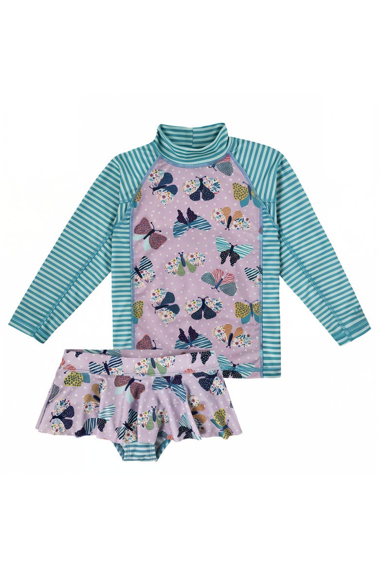 2PC Long Sleeve Sunny Swim Set, Main, color, Butterfly Ballet