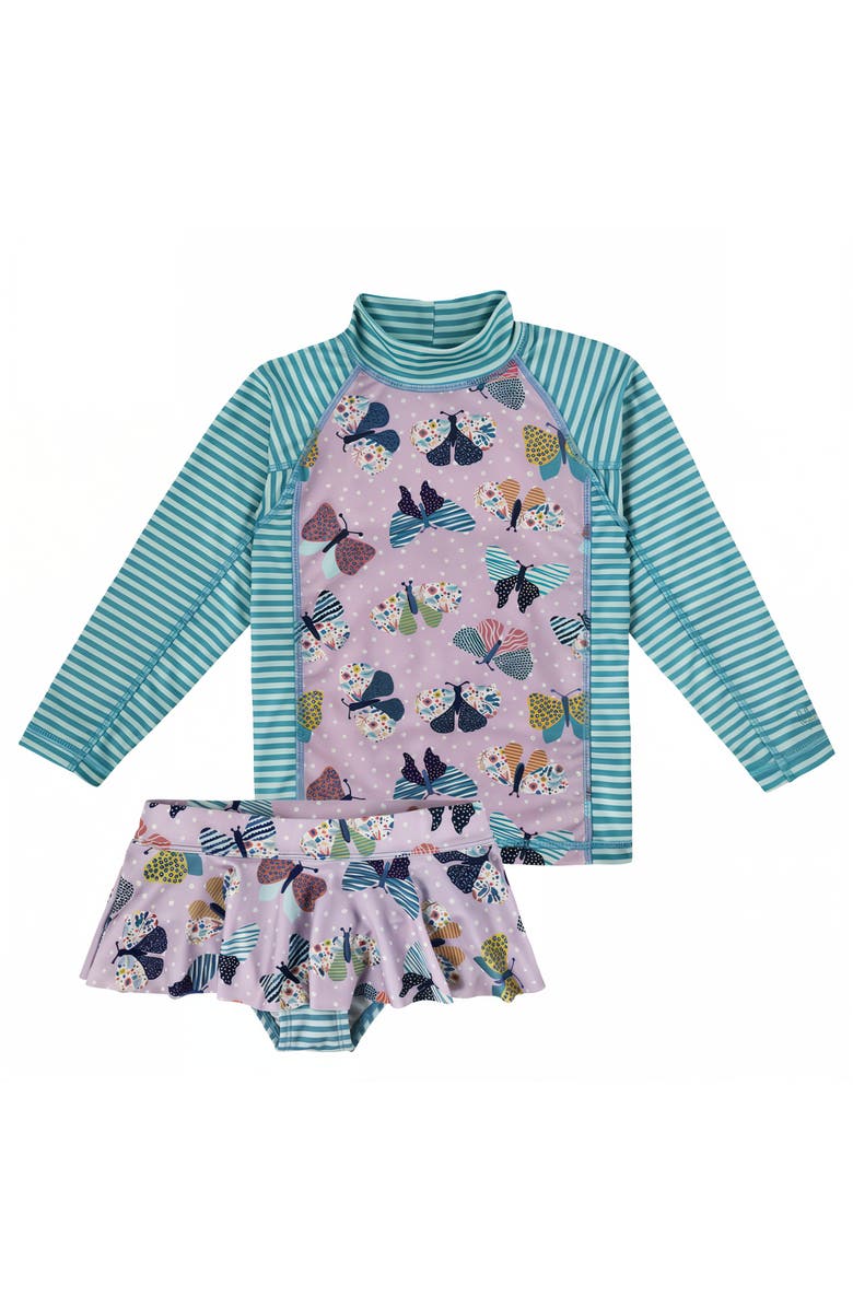 UV Skinz 2PC Long Sleeve Sunny Swim Set, Main, color, Butterfly Ballet