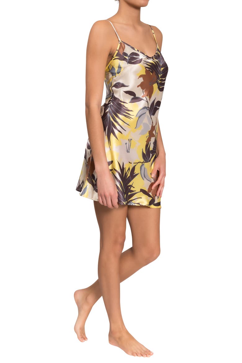 Kimmie Tropical Floral Satin Chemise, Alternate, color, TROPICAL FOLIAGE