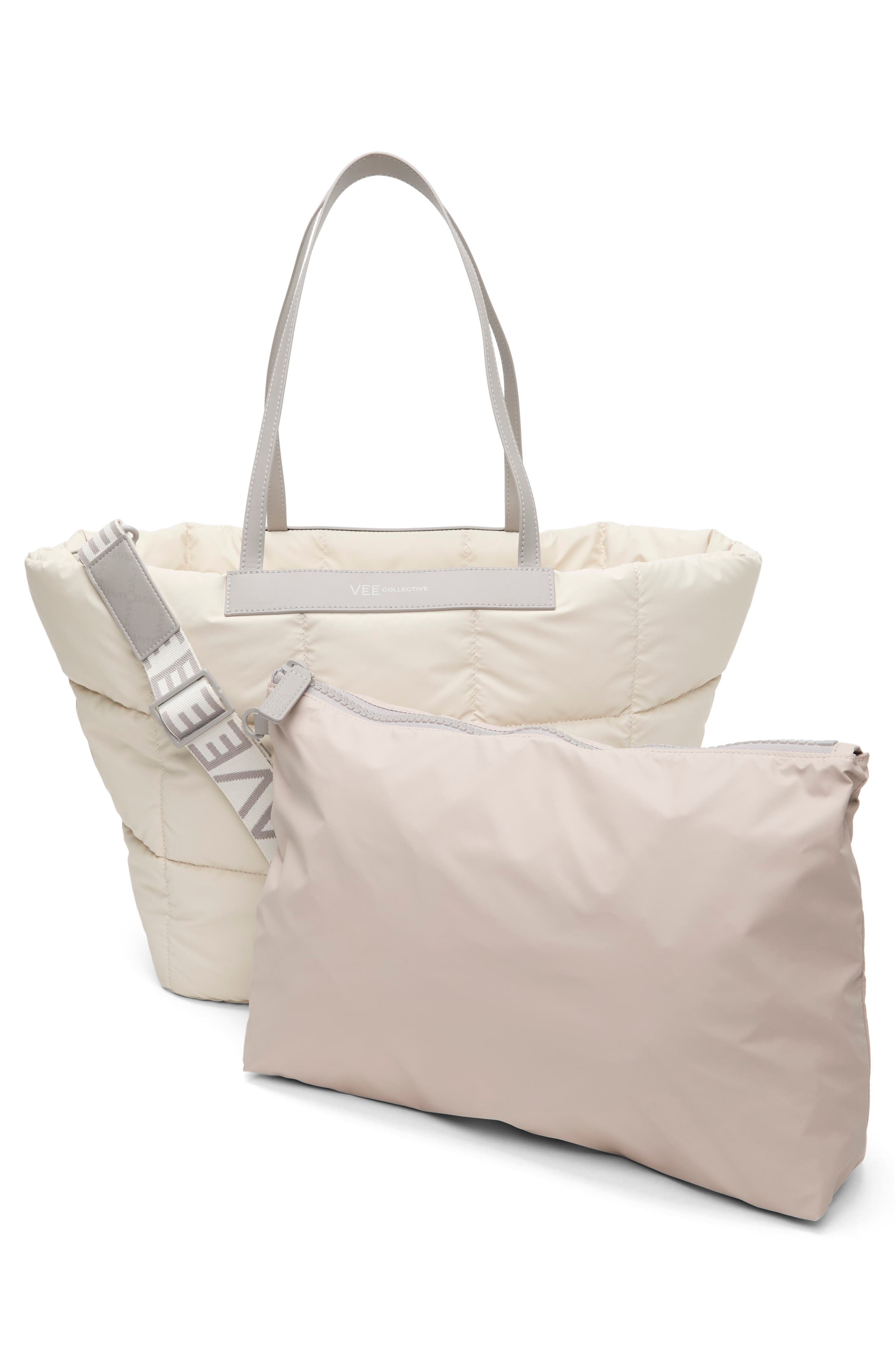 VeeCollective Porter Basque Quilted Recycled Nylon Tote, Alternate, color, Barely Beige Bei