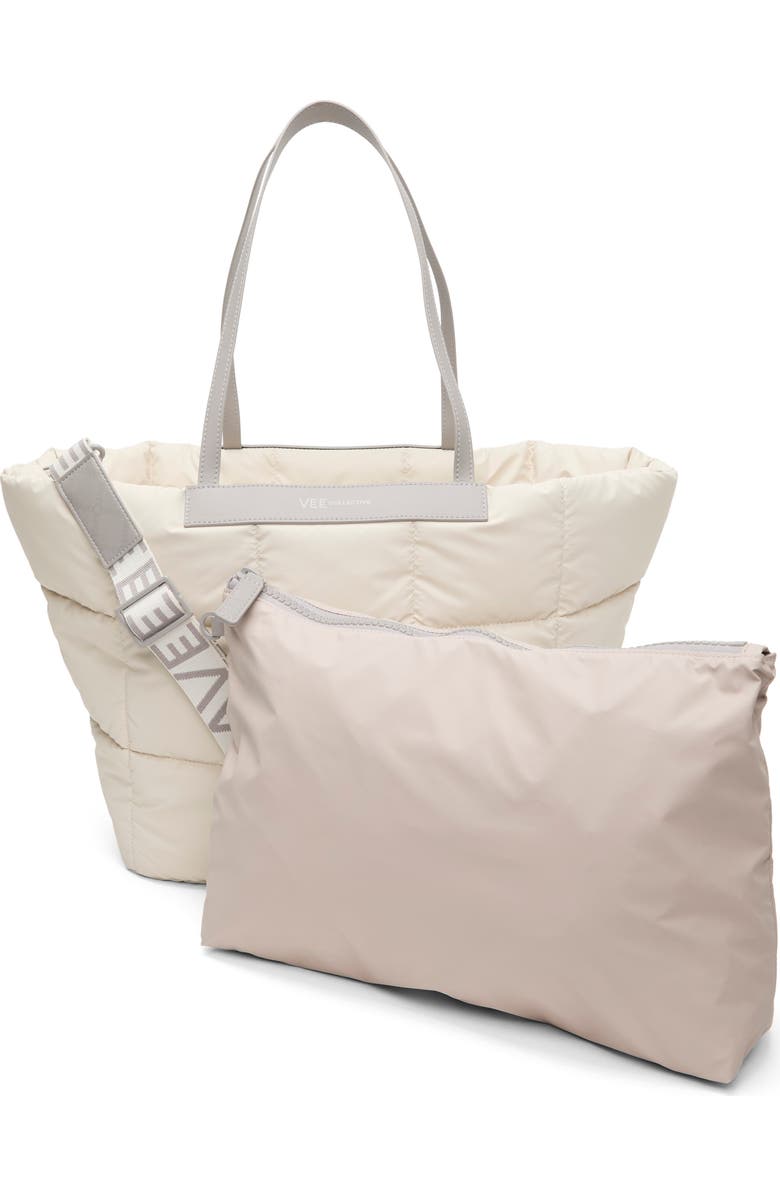 VeeCollective Porter Basque Quilted Recycled Nylon Tote, Alternate, color, Barely Beige Bei