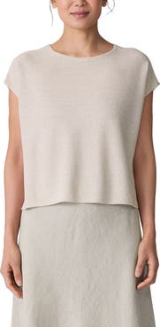 Eileen Fisher Organic Linen & Organic Cotton Cap Sleeve T-Shirt