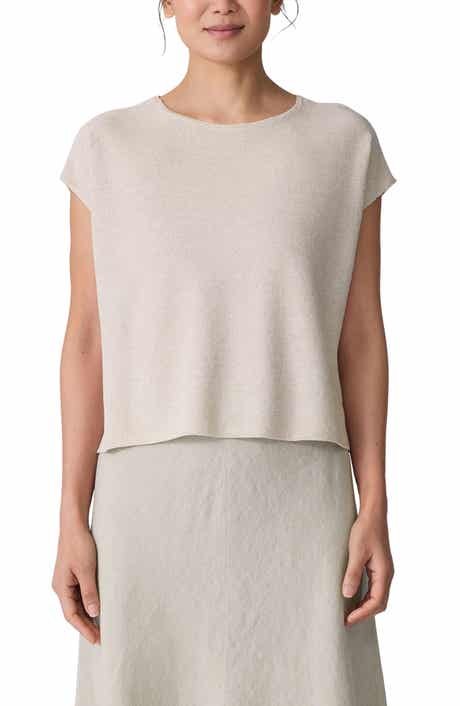 Eileen Fisher Organic Linen & Organic Cotton Cap Sleeve T-Shirt