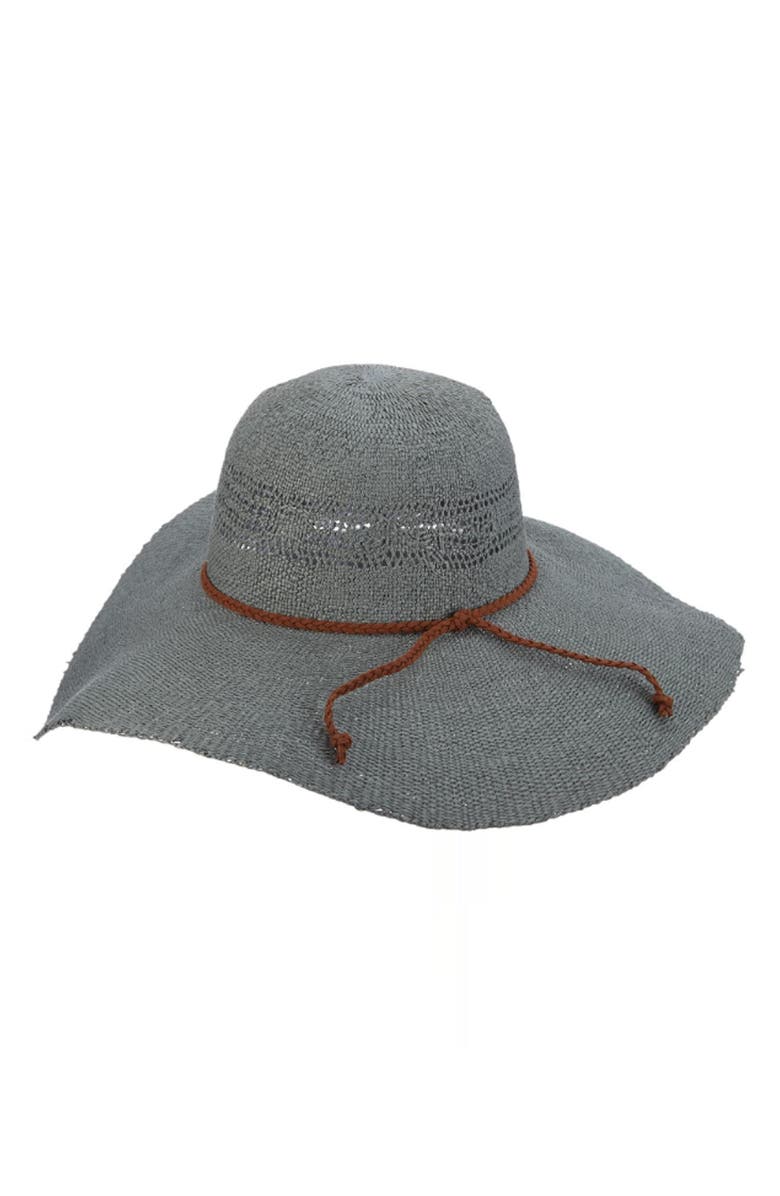 Scala Bangcok Toyo Straw Floppy Hat, Main, color, Slate