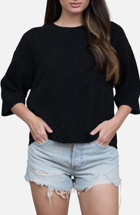Crewneck Sweater with Elbow Length Sleeves