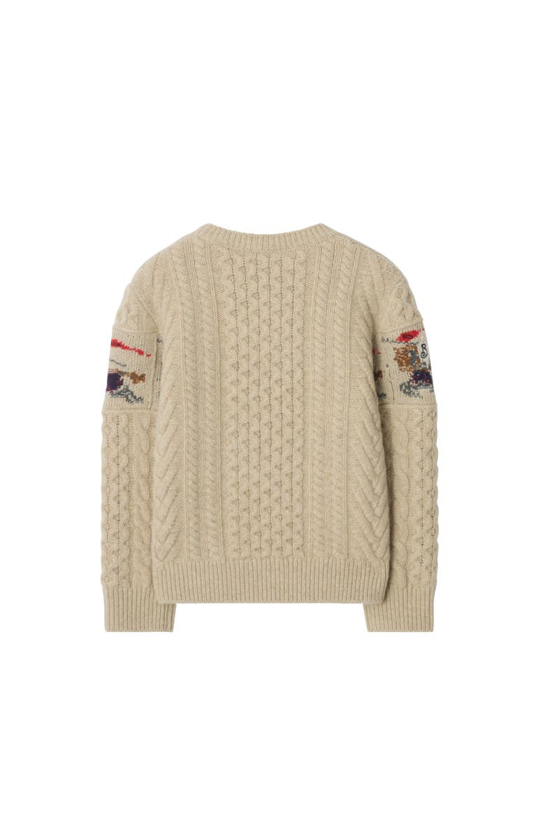 Burberry Knight Aran Knit Wool Cashmere Sweater, Alternate, color, Beige Melange
