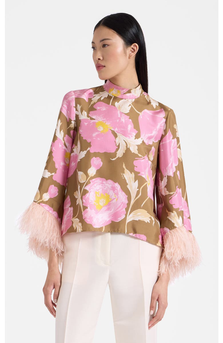 La DoubleJ Make An Exit Top With Feathers Sylph Khaki, Main, color,
