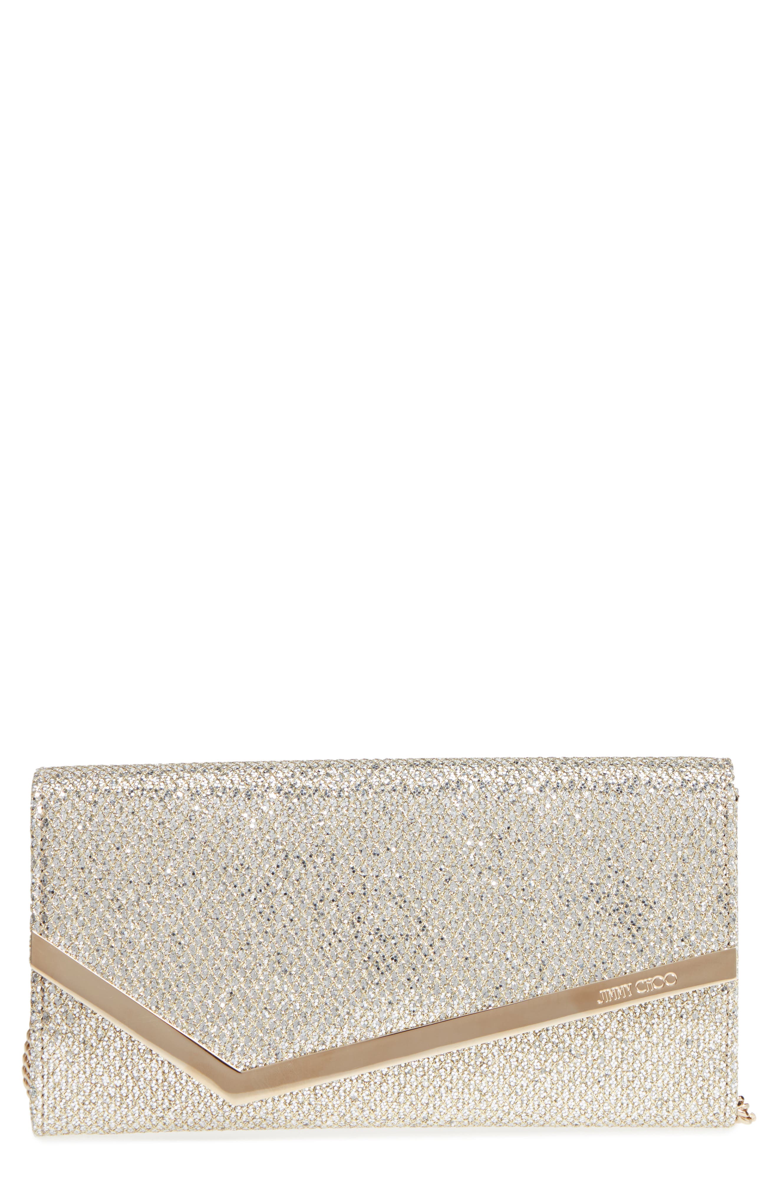 Jimmy Choo Emmie Glitter Clutch, Main, color, 