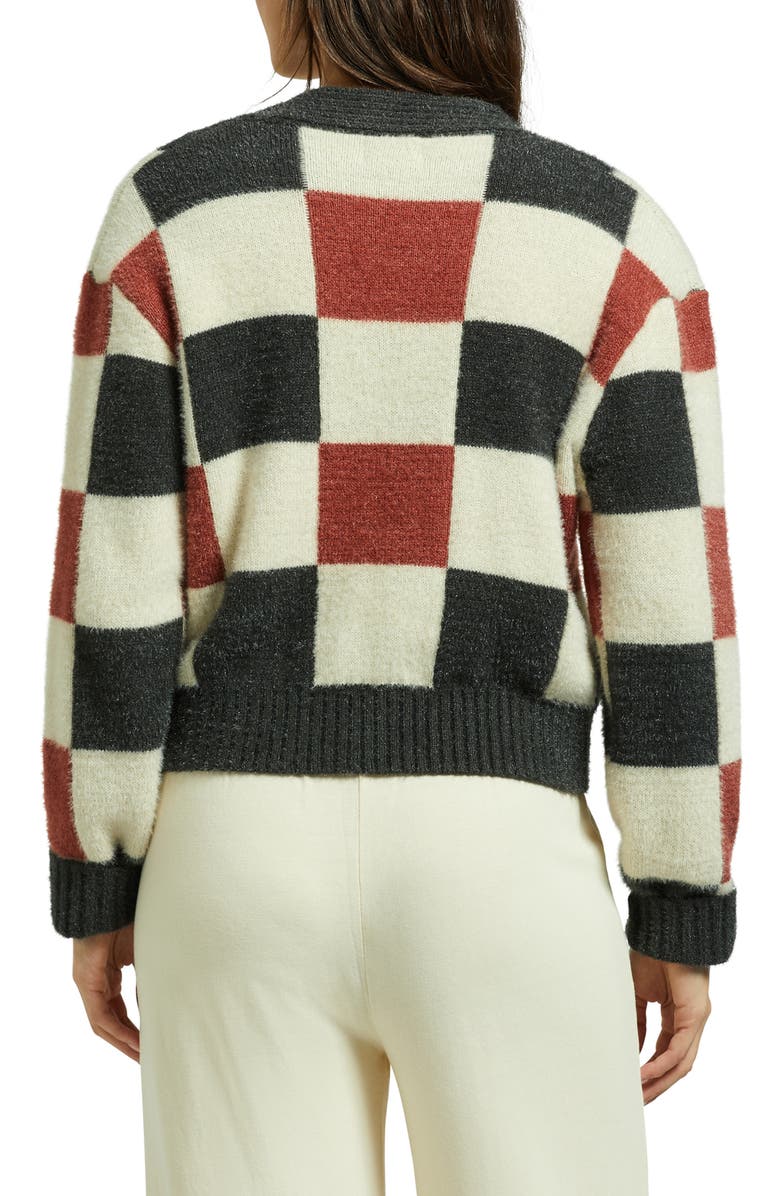 Brixton Rivington Crew Cardigan, Alternate, color, Cowhide/ Whitecap/ Black Check