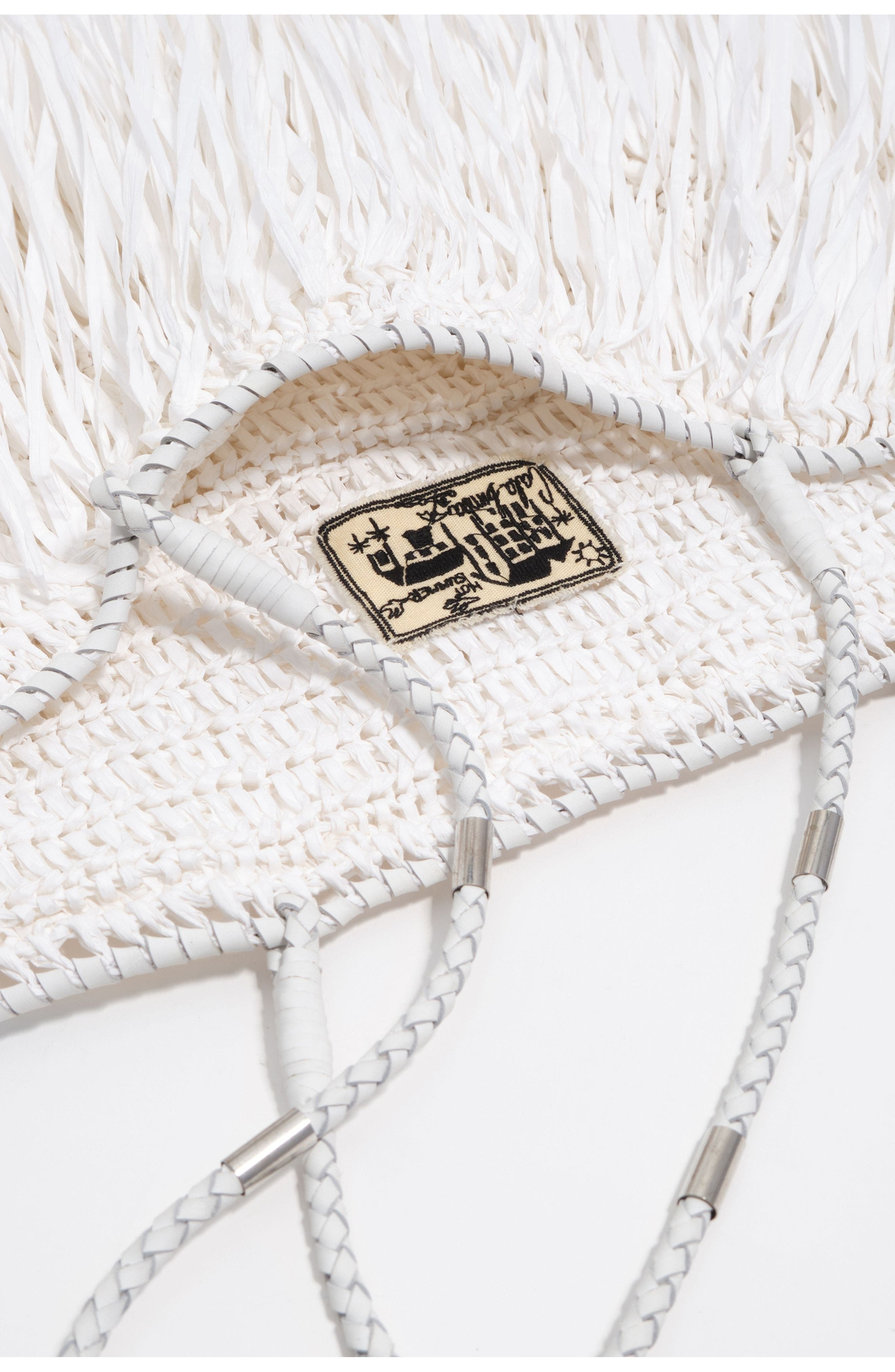 Bimba y Lola Large Raffia-Effect Shopper Bag, Alternate, color, White