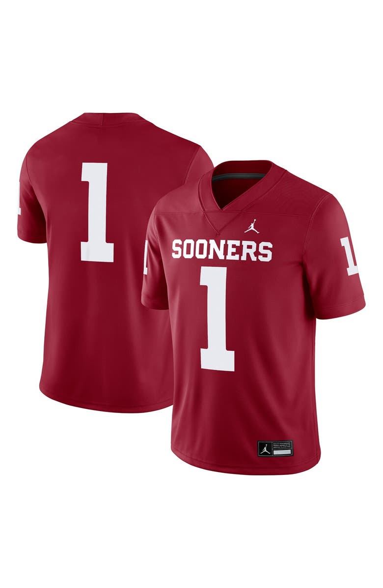 Jordan Brand Men's Jordan Brand #1 Crimson Oklahoma Sooners Game Jersey, Alternate, color, Crimson