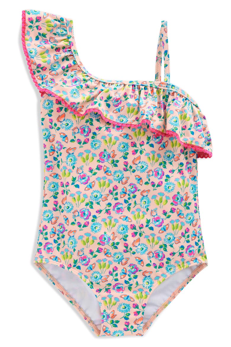 Kids' Lila Ruffle One-Piece Swimsuit, Main, color, CHALK PINK BUTTERFLY FLORAL