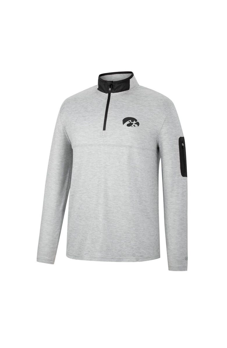 COLOSSEUM Men's Colosseum Heathered Gray/Black Iowa Hawkeyes Country Club Windshirt Quarter-Zip Jacket, Alternate, color, 