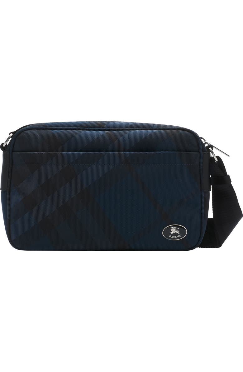 Burberry Slim Grid Crossbody Bag, Main, color, Navy