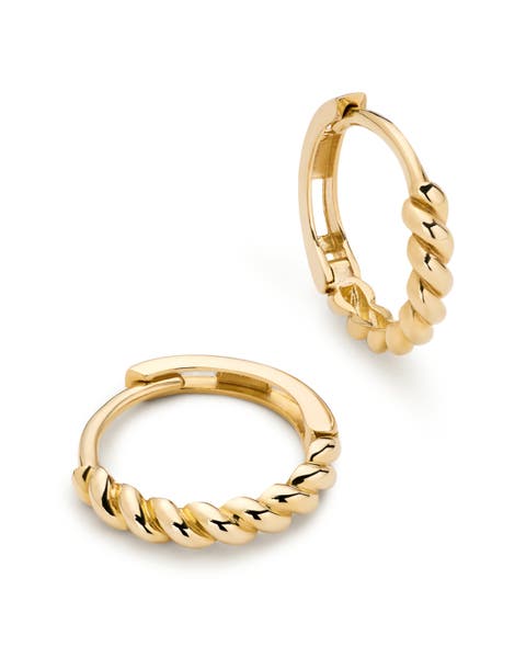 Solid Yellow Gold - Gold Twist Hoops Small