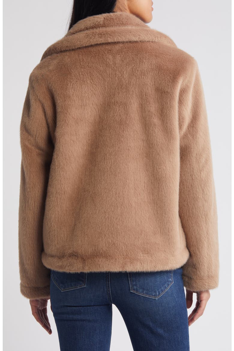Notched Lapel Faux Fur Jacket, Alternate, color, SEPIA TAUPE