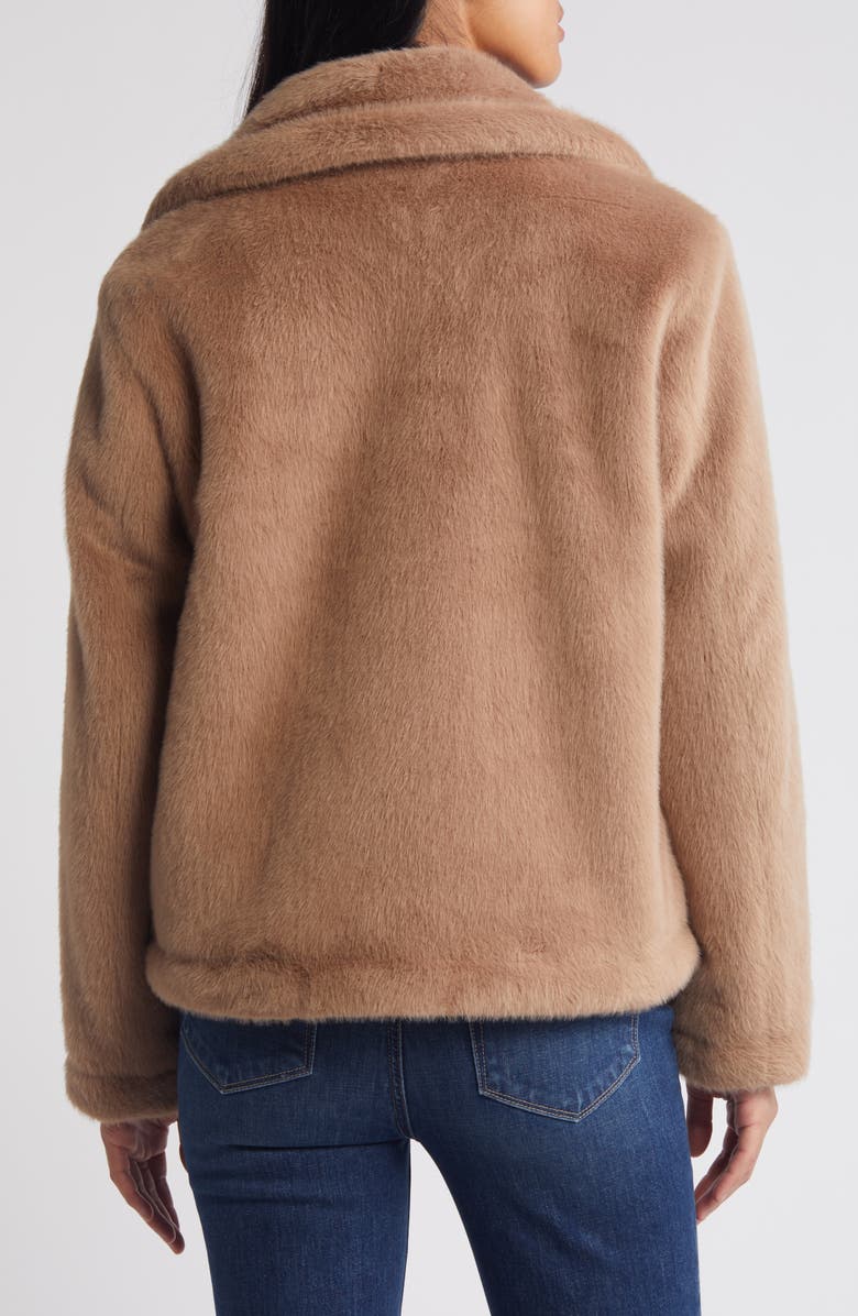 Sam Edelman Notched Lapel Faux Fur Jacket, Alternate, color, Sepia Taupe
