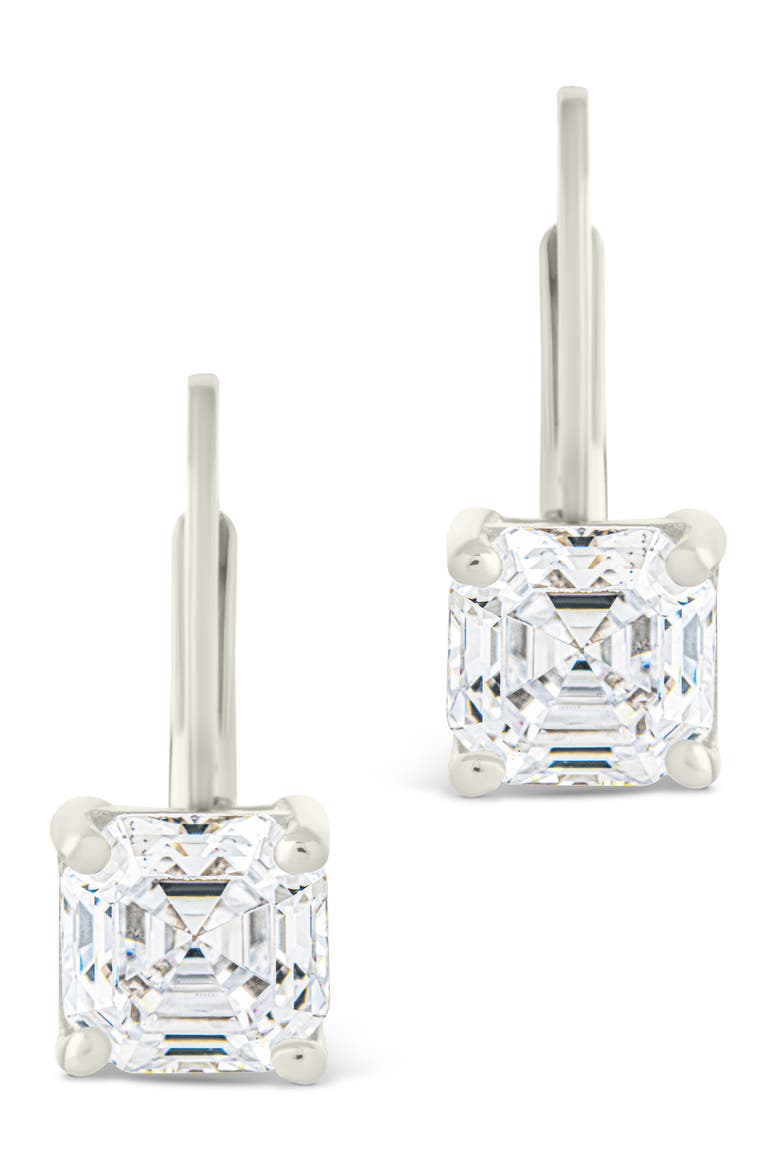 Princess Cut Cubic Zirconia Lever-Back Earrings, Alternate, color, SILVER