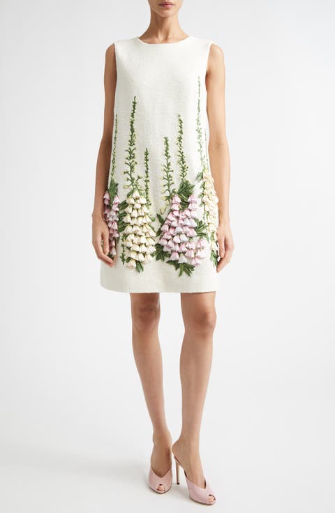 Floral Embroidered Tweed Dress