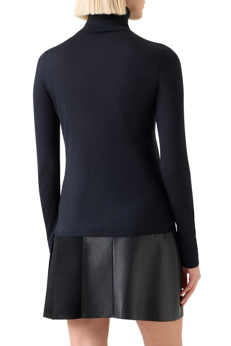 Fine Gauge Cashmere & Silk Turtleneck Sweater, Alternate, color, BLACK