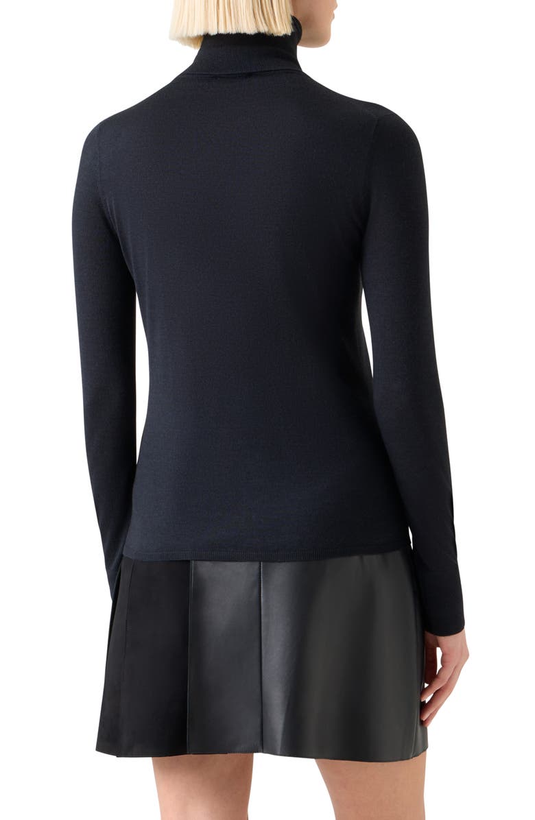 Akris Fine Gauge Cashmere & Silk Turtleneck Sweater, Alternate, color, Black