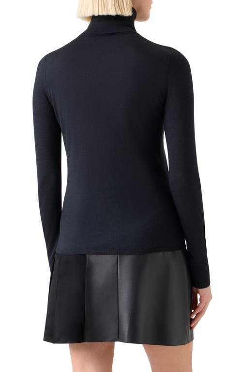 Akris Fine Gauge Cashmere & Silk Turtleneck Sweater In Black