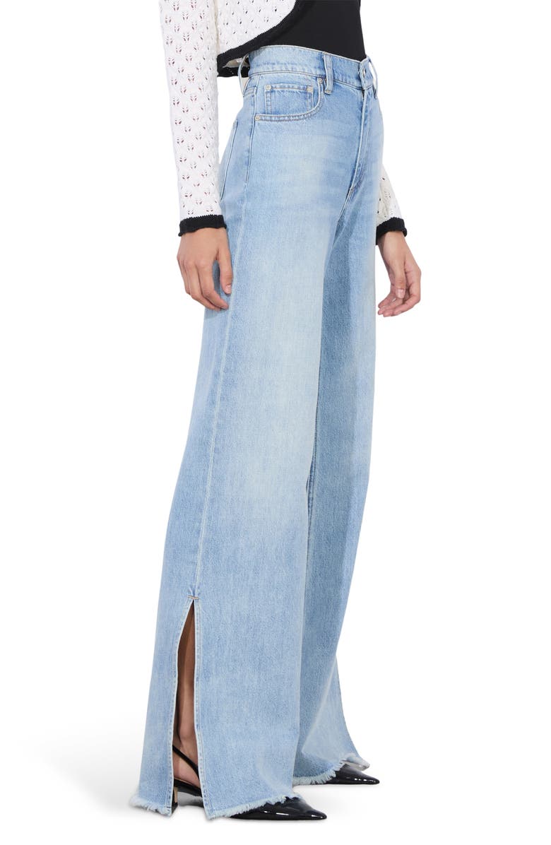 Alice + Olivia Dannie Bow Accent Open Stitch Cotton & Wool Cardigan, Alternate, color, Soft White/ Black