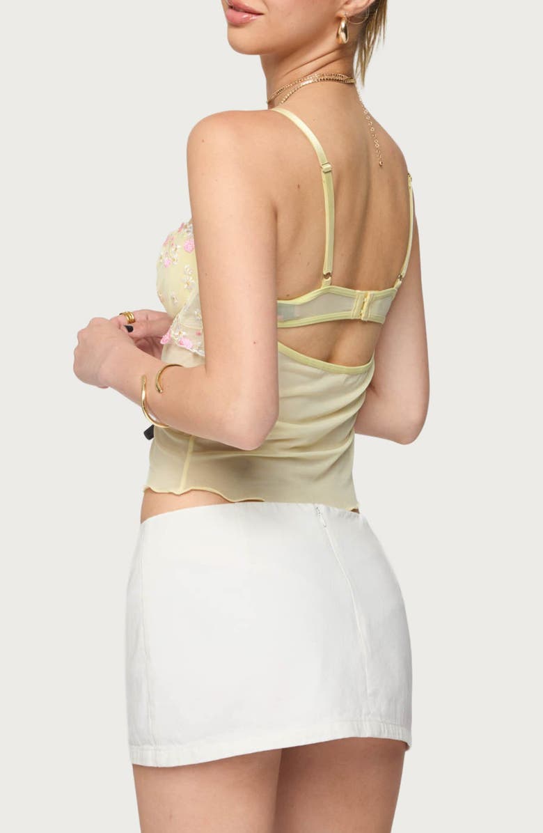EDIKTED Embroidered Cutout Bustier Camisole, Alternate, color, Yellow