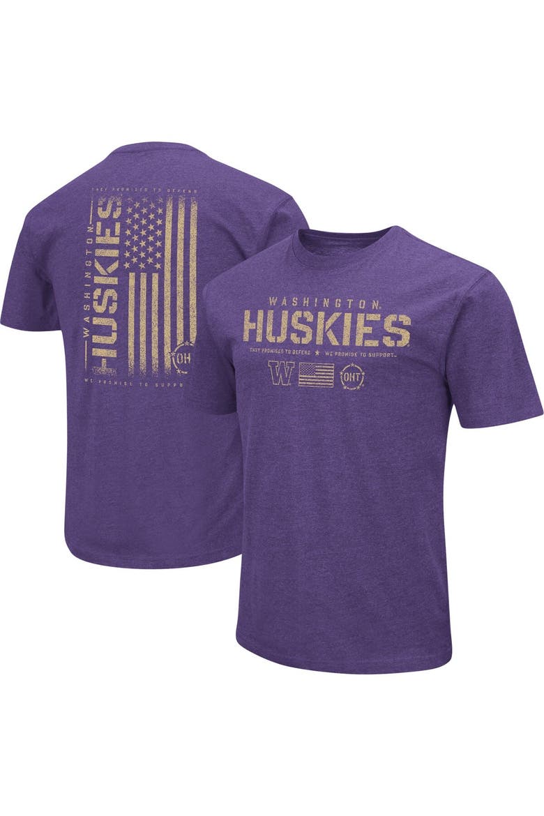 Men's Colosseum Purple Washington Huskies OHT Military Appreciation Flag 2.0 T-Shirt, Main, color, Purple
