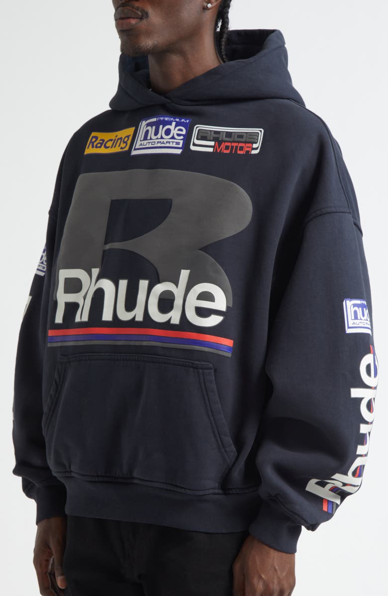 Rhude Petrol Patch Graphic Hoodie, Alternate, color, 