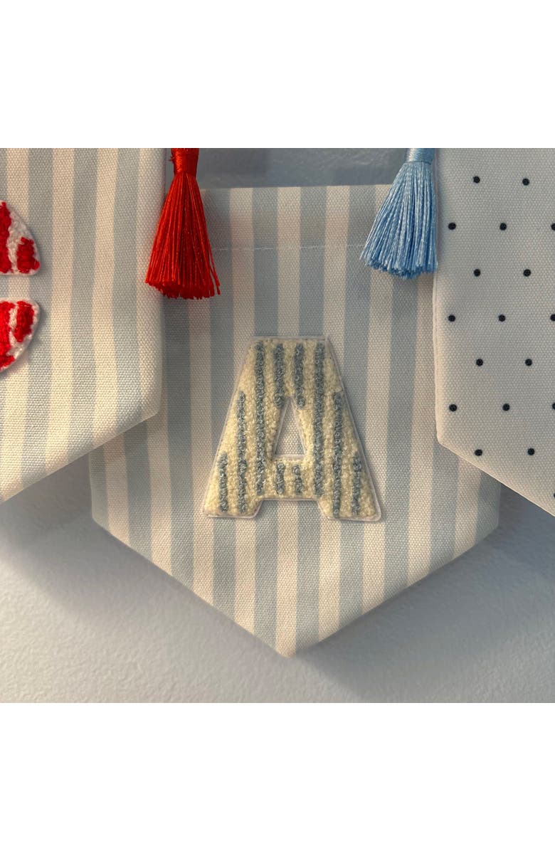 Ramus & Co A B C' Blue Striped Create-Your-Own Banner with Red Tassels and Chenille Letter Patch, Alternate, color, X