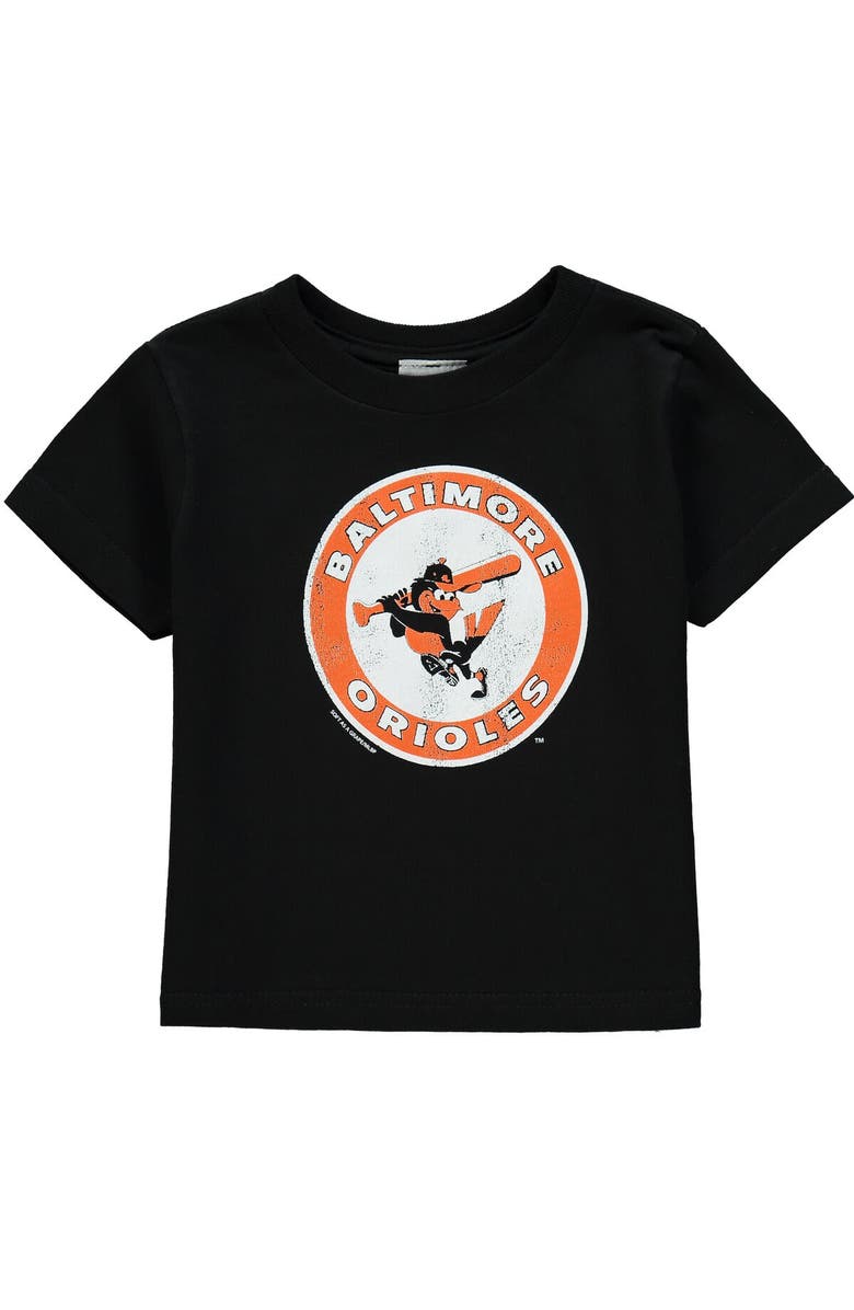 SOFT AS A GRAPE Toddler Soft As A Grape Black Baltimore Orioles Cooperstown Collection Shutout T-Shirt, Main, color,