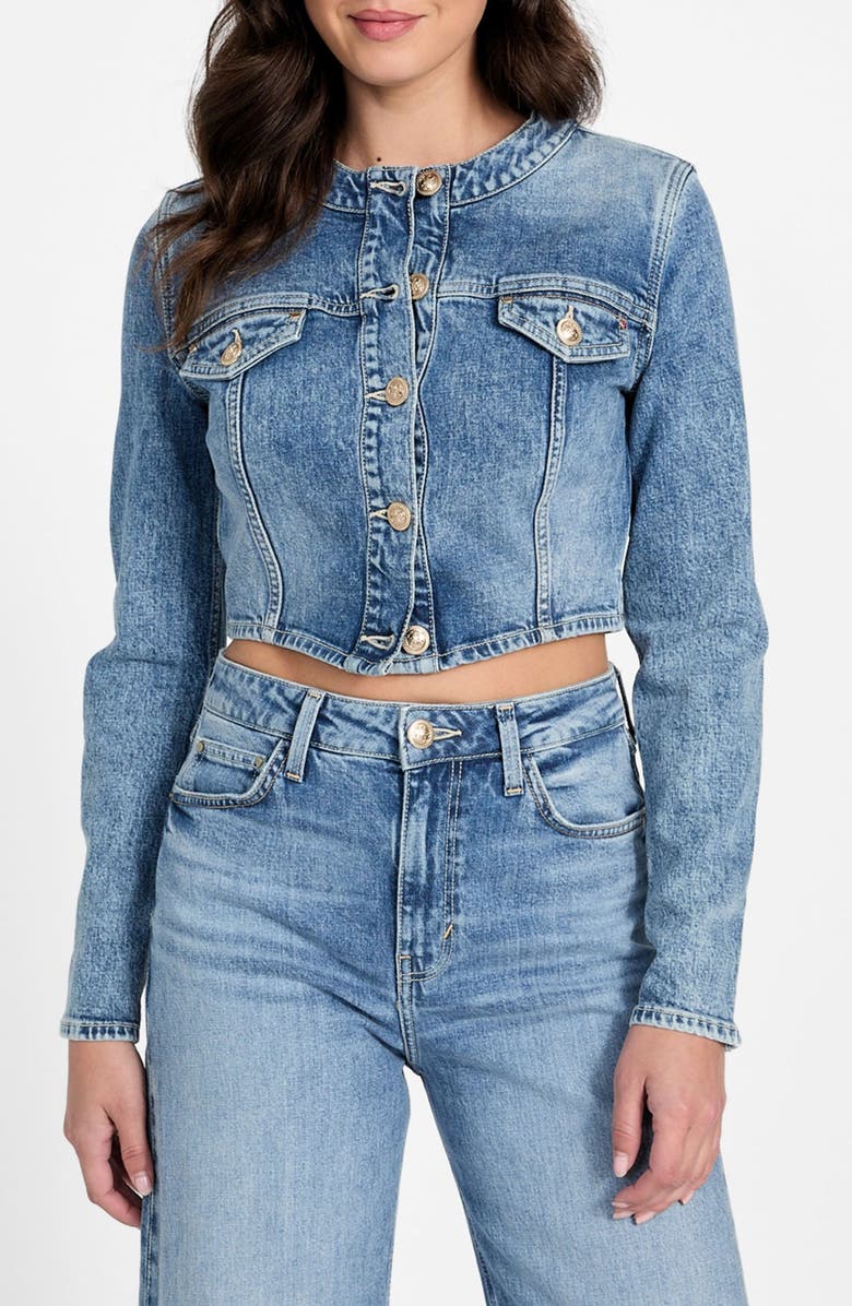 GUESS Gemma Crop Denim Jacket, Main, color, 
