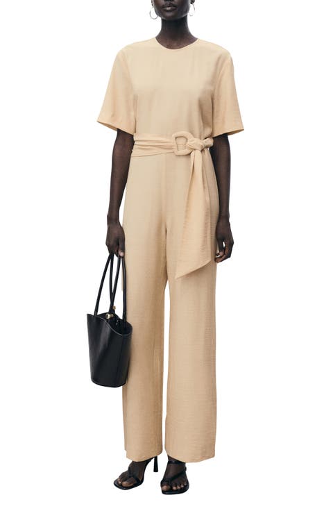 Belted Wide Leg Jumpsuit (Plus)