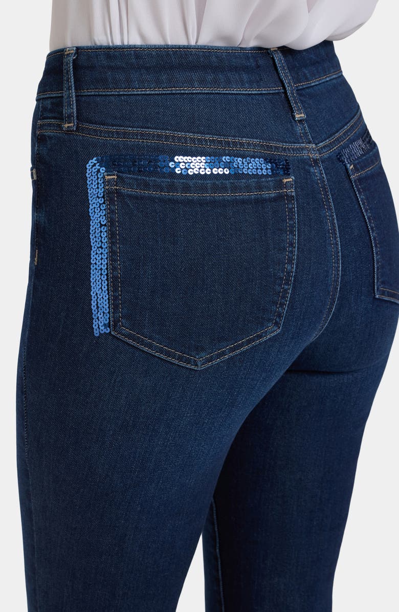 NYDJ Sheri Slim Leg Sequin Trim Jeans, Alternate, color, Indigo Seine