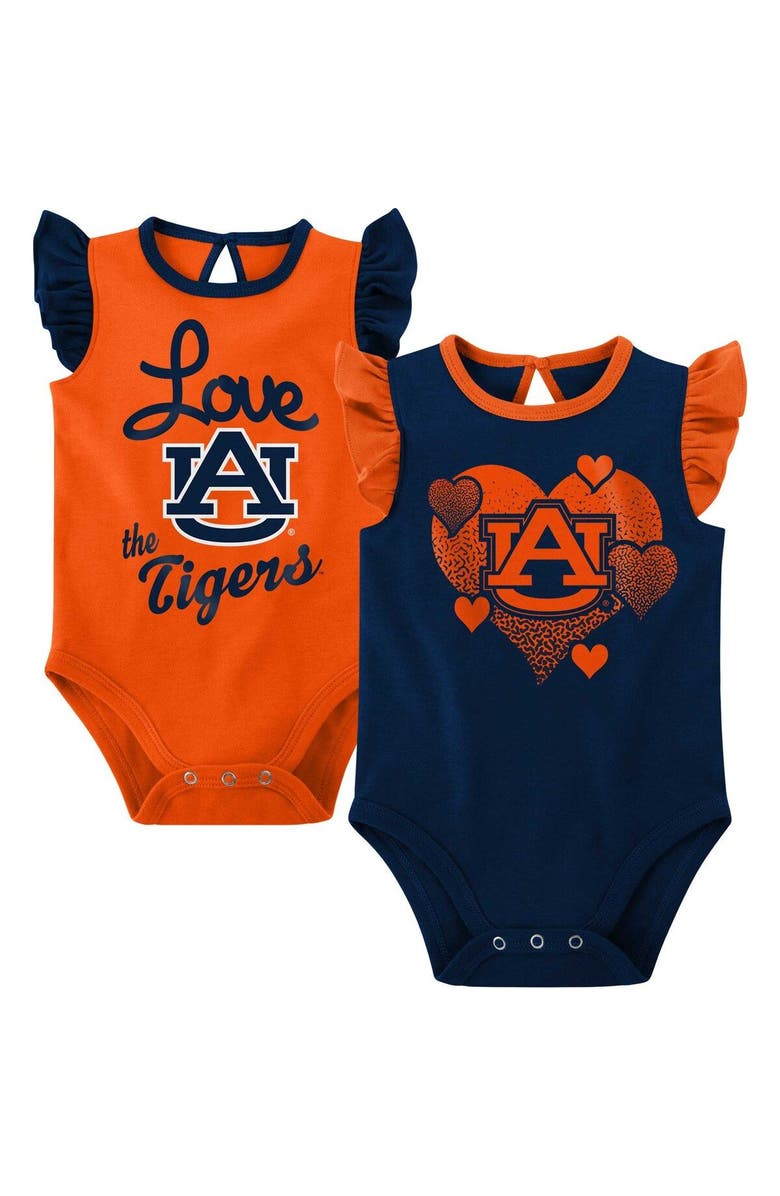 Outerstuff Girls Newborn & Infant Navy/Orange Auburn Tigers Spread the Love 2-Pack Bodysuit Set, Main, color,