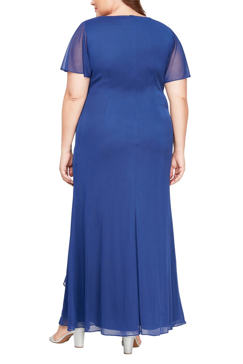 Surplice V-Neck Gown, Alternate, color, ELECTRIC/ BLUE