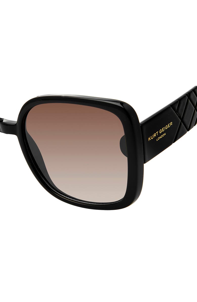 Kurt Geiger London 59mm Square Sunglasses, Alternate, color, Solid Black/ Soft Gold Flash
