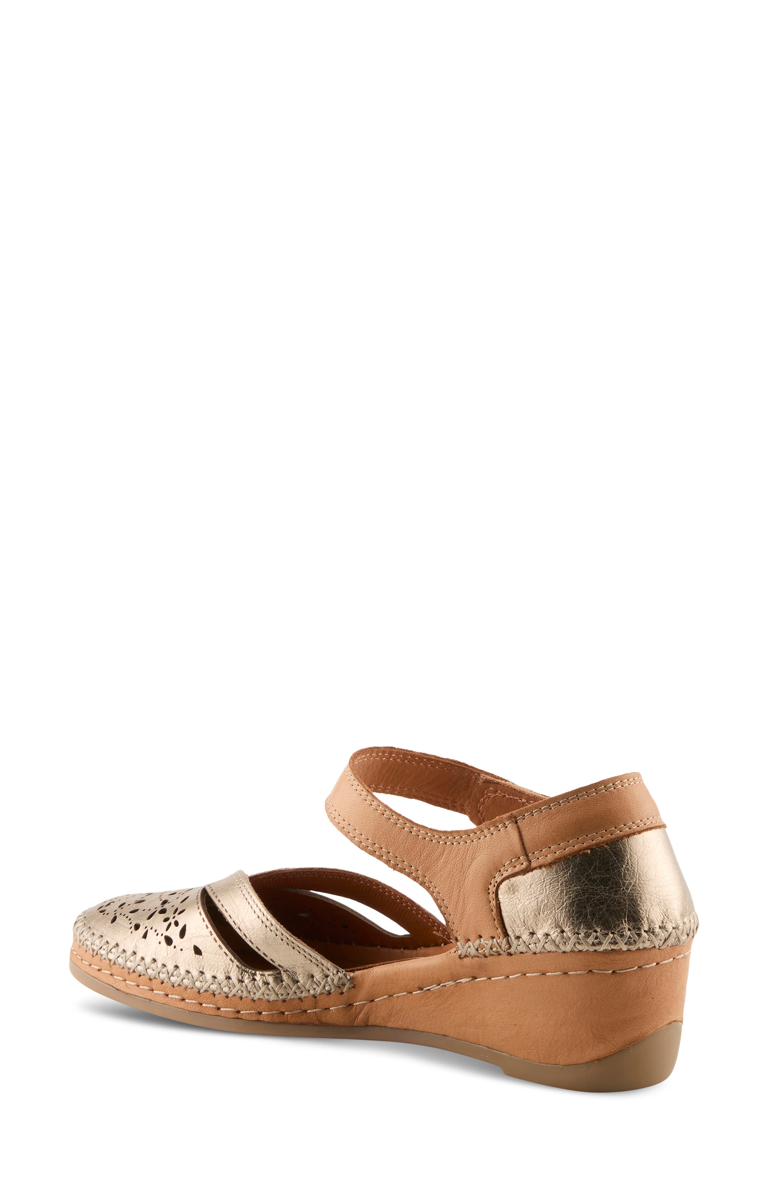 Ezlyn Ankle Strap Wedge Pump, Alternate, color, BRONZE MULTI