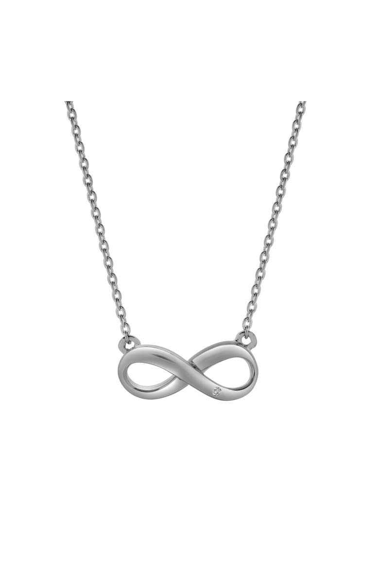 LuvMyJewelry Maribel Sterling Silver 0.02 Ct Diamond Infinity Necklace, Main, color, 